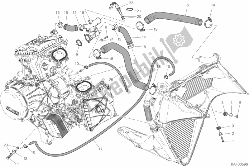 All parts for the Cooling System of the Ducati Superbike 1299 Superleggera USA 2017